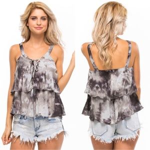 ✨Young Fabulous and Broke YFB Lace Up Tank Top Tie Dye “Irene Top” XS